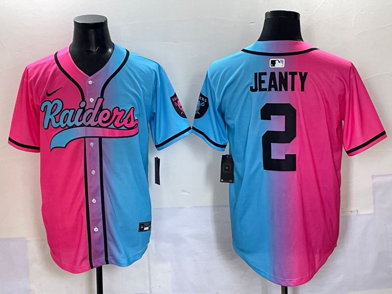 Men 2025 Oakland Raiders #2 Jeanty Blue pink Nike Limited NFL Jersey 001